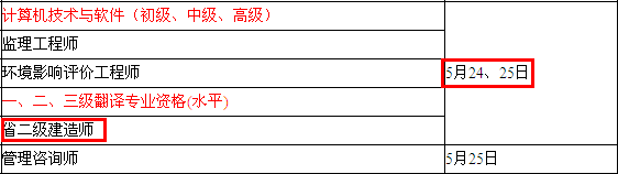 2014年連云港二級建造師考試時(shí)間為：5月24、25日