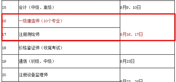 【考試時(shí)間公布】2017年一級建造師考試時(shí)間為9月16、17日