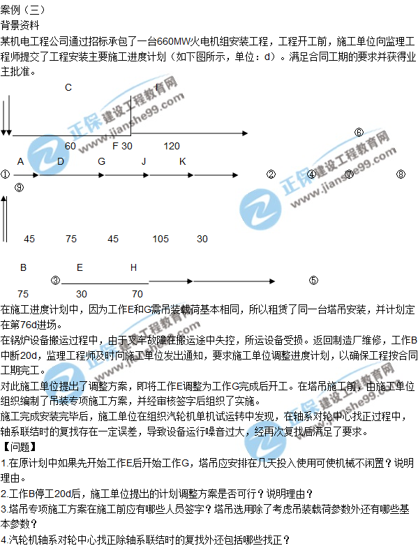 2017一級建造師《機電實(shí)務(wù)》試題及答案（案例三）