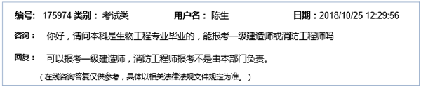生物工程專(zhuān)業(yè)能考2019一級建造師考試嗎?