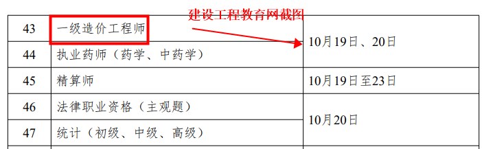 一級造價(jià)師考試時(shí)間