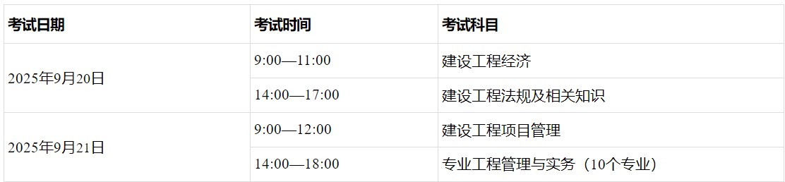 考試時(shí)間、科目